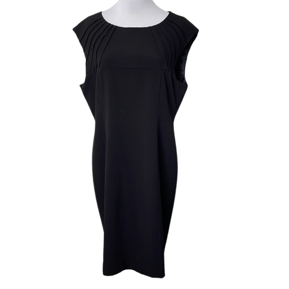 Essentials by ABS Black Cap Sleeve Sheath Dress